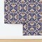 Blue Floral Yellow Cream Flowers Bold Modern Minimalist Cobalt Geometric Custom Removable Wallpaper by Spoonflower Peel & Stick Wallpaper 2FT Wide